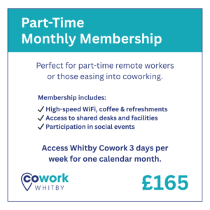 White and teal tile showing copy details about part time membership